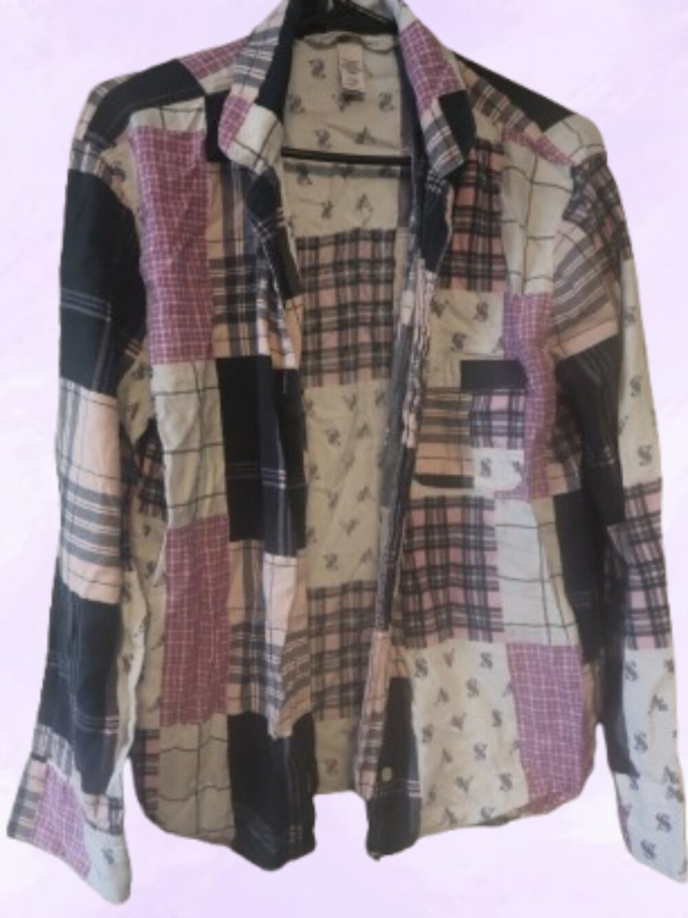 Victoria's Secret plaid flannel path quilt pajamas sleep shirt with pocket S